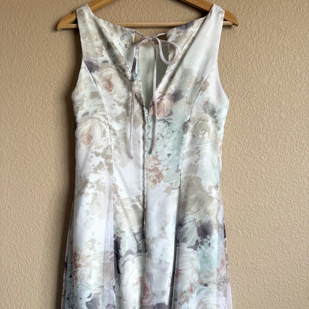 Vintage Women’s Maxi Gown Water Color Inspired Floral Formal Dress Wedding Sz M - Picture 5 of 10
